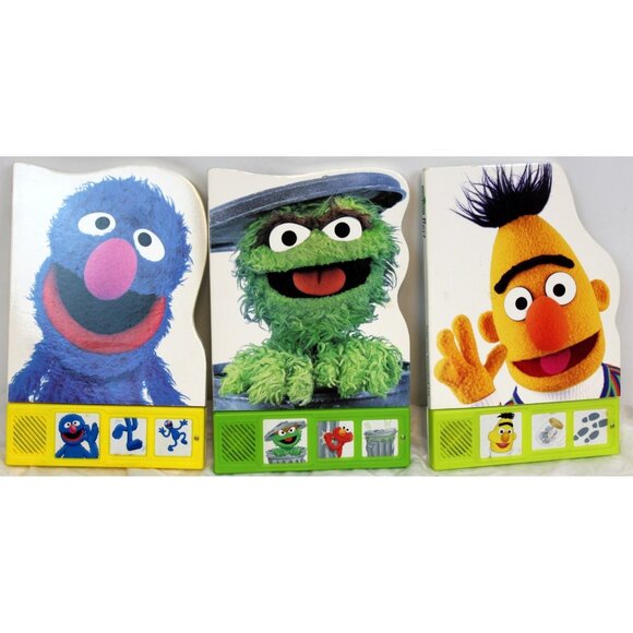 1999 2000 Play A Sound Board Books Set of 3 Sesame Street Grover Oscar Bert - Picture 1 of 2